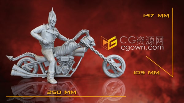 幽灵骑士与摩托车3D打印3D模型下载