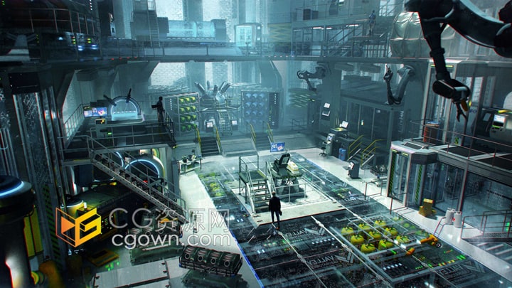 秘密实验室3D模型服务器手术台X射线机冷冻室机器人装配