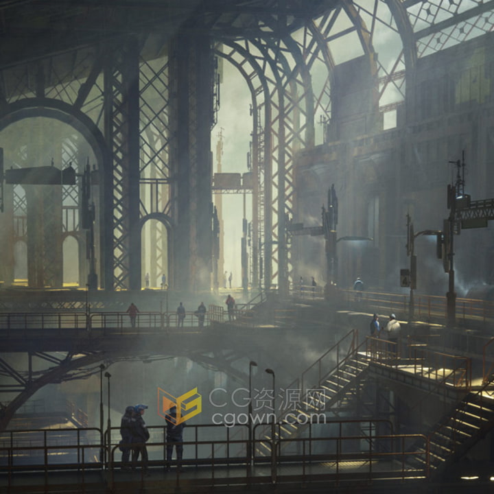 工厂场景工业环境3D模型生产线造炼油厂管道汽车厂等