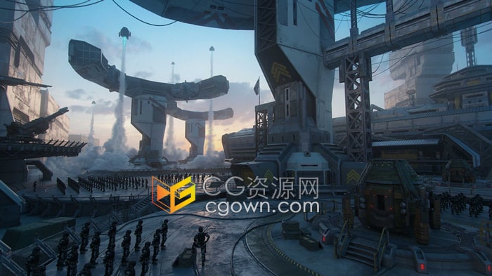 3D模型Blender三维软件未来科技感星球战争军事基地场景