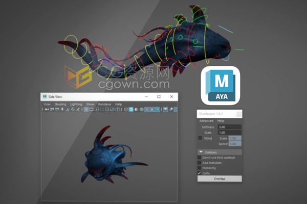 Maya插件Overlapper V1.1.2循环摆动重叠动作动画