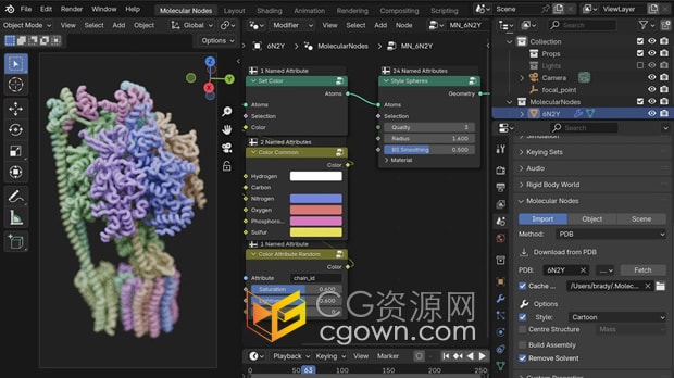 Blender插件Molecular Nodes v4.2.1分子节点导入和动画工具箱