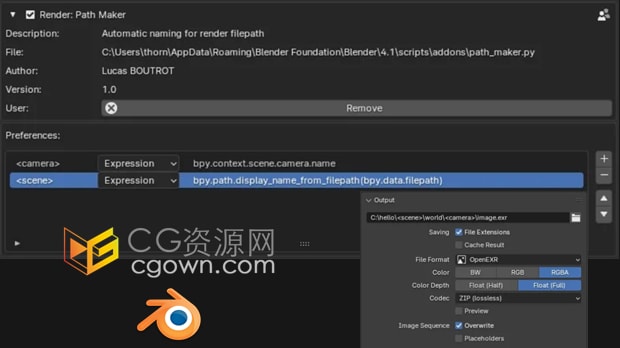 Blender插件Path Maker v1.1.0替换输出路径中自定义标签