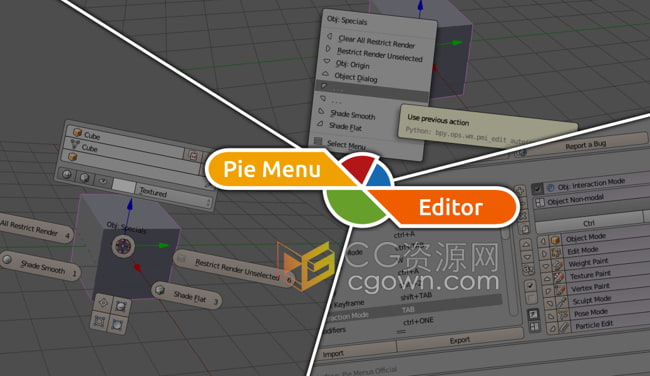 Pie Menu Editor v1.18.3 Blender插件饼图菜单编辑器工具栏