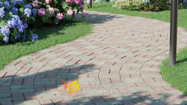 Paved Path Generator 1.3 Blender插件20种预设砖石铺地路径生成器