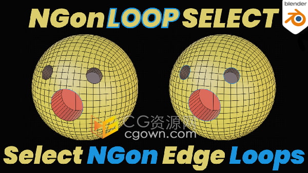 Blender插件Ngon Loop Select v3.0选择Ngons周围边缘循环线条