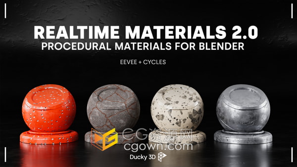 Realtime Materials v2.0 Blender插件200种实时纹理材质预设