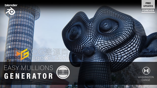 Blender插件Easy Mullions Generator v1.4简易竖框窗框生成器