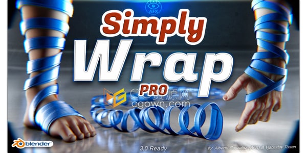 Simply Wrap Pro v3.0 Blender插件多边形围绕缠绕绳子绸缎飘带扎带绑带