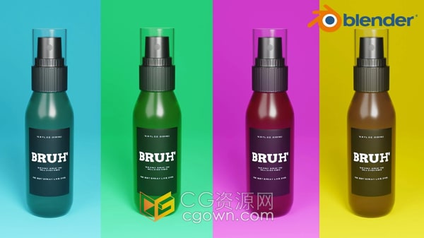 Blender视频教程3D喷雾瓶产品可视化建模学习课程