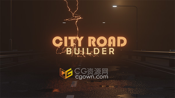 Blender插件City Road Builder Pro v2.1三维城市道路建设生成器