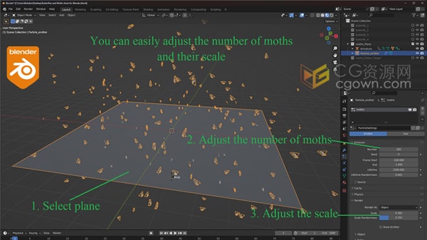 Blender插件Butterflies And Moths Asset蝴蝶飞蛾群体动画