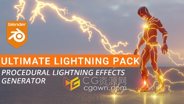 Blender插件Ultimate Lightning Pack V1.2能量闪电火花效果特效