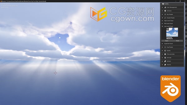 Blender 4.2插件Pure-Sky Pro 6.0.84体积天空丁达尔光效云预设