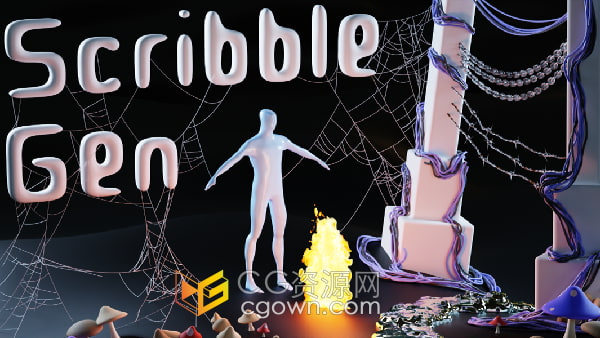 Blender插件Scribble Gen v0.21绘制建模工具