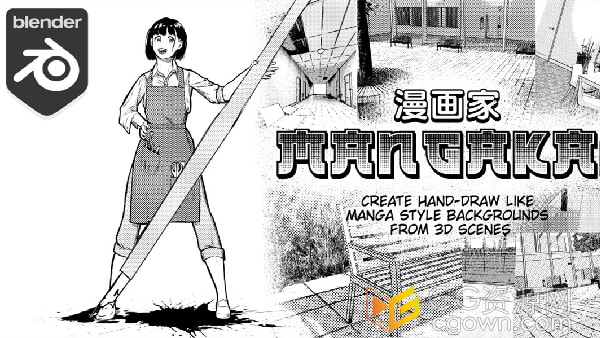 Blender插件Mangaka V4.0漫画家素描手绘风格渲染工具