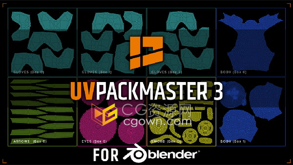 Blender插件UVPackmaster Pro v3.1.6 UV贴图打包与校准工具