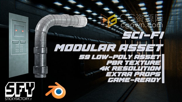 科幻场景模块化3D模型包Blender Sci-Fi Modular Asset Pack