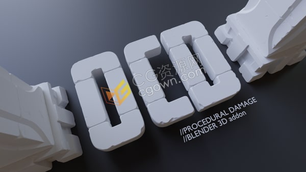 Blender插件OCD (One Click Damage) 1.5.3 生成损坏不规则面效果