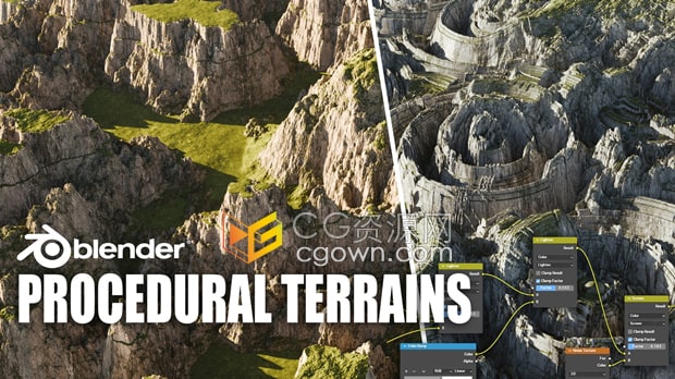 Blender 4.1插件Procedural Terrain Shader程序生成地形场景