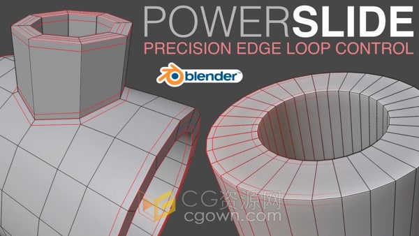 Blender插件Powerslide v1.0.1快速调整边缘环线条建模工具
