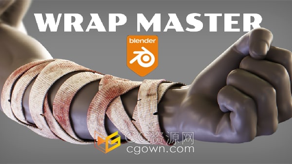 Blender 4.2插件Wrap Master v1.3制作绷带绳子链布料模型