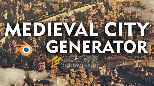 Blender插件Medieval City Generator v1.2中世纪城市模型生成器工具