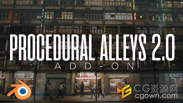 Blender 4.2插件Procedural Alleys v2.1小巷街道场景生成+预设包
