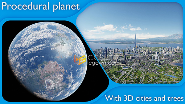 Blender从地球大气层到3D城市穿越工程Large Scale Procedural Planet With 3d Cities And Vegetation