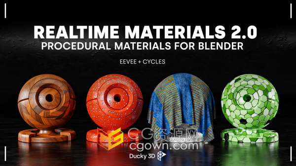 Blender插件Realtime Materials v2.1.6共290种纹理材质预设