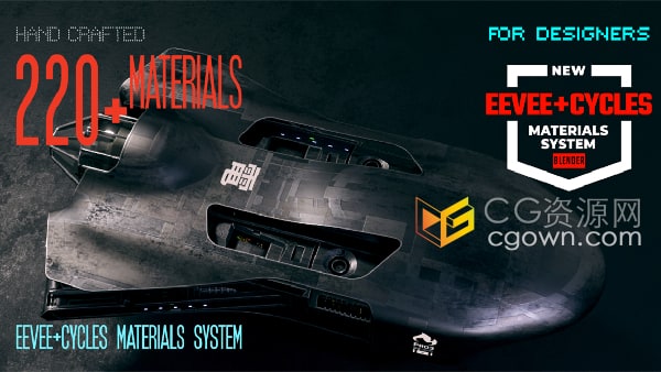 Blender插件Eevee + Cycles Materials System V9.1 220多种材质纹理贴图系统