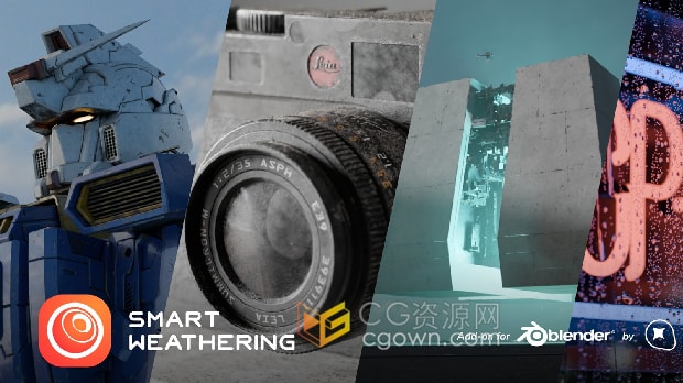 Blender 4.2插件Smart Weathering v3.0.1模型智能变旧老化过程效果