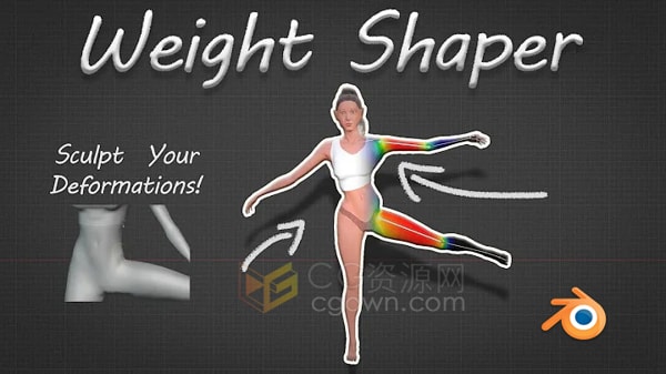 Blender插件Weight Shaper v1.1.0绑定权重绘制和变形