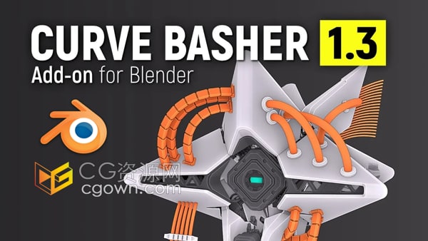 Blender插件Curve Basher v1.3.9三维电缆链接曲线生成器