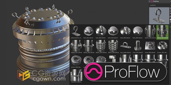 Blender插件ProFlow v0.07表面加浮雕焊缝效果建模工具