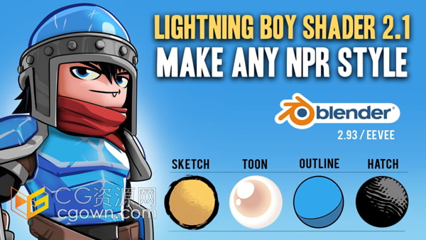 Blender插件Lightning Boy Shader v2.1.3 二维卡通材质绘制风格制作