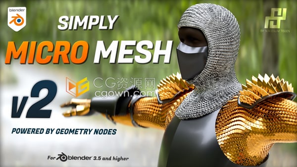 Blender插件Simply Micro Mesh v2.1快速生成网格120多个预设