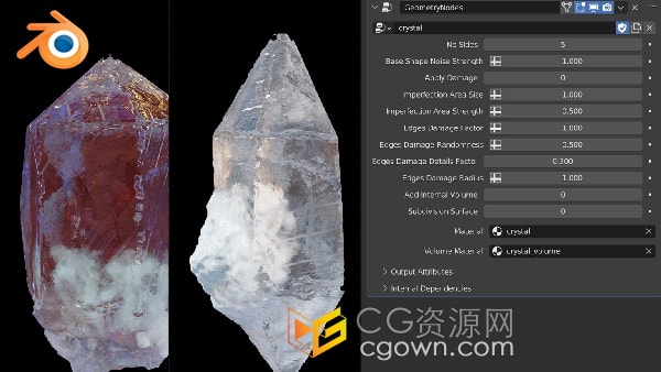 Blender插件Procedural Crystal (Geometry-Nodes)几何节点式水晶材质
