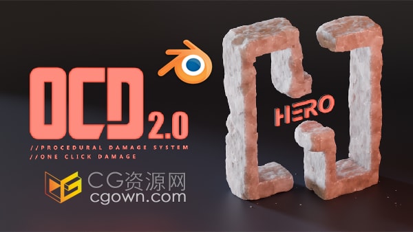 生成陈旧制造损坏效果Blender插件One Click Damage OCD v2.0.1