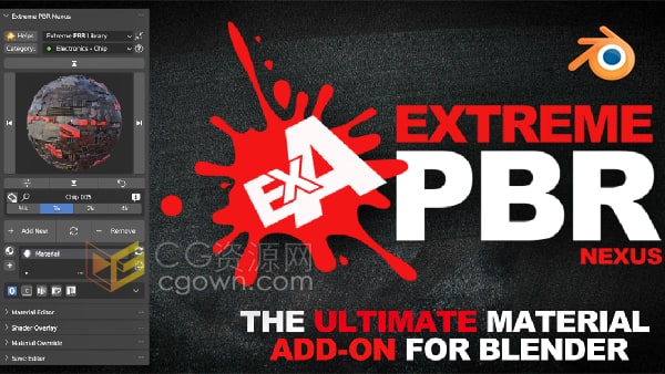 Extreme Pbr Nexus v4.1.115 Blender插件包含1800多种材质预设库