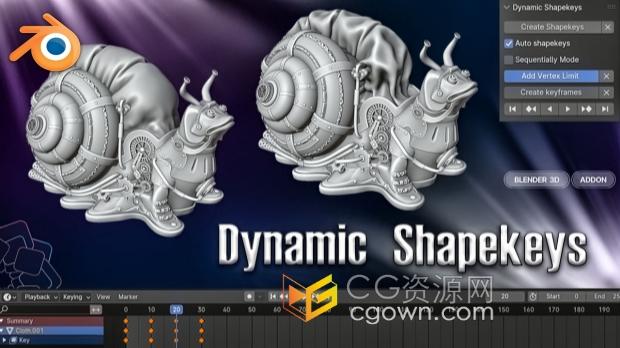Blender插件Dynamic Shapekeys V1.1.5动态形状键+视频教程