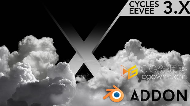 Blender插件X-Clouds V1.0 15种逼真云朵模型生成器