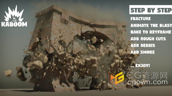 Blender 4.3插件Kaboom v1.5.8爆炸破碎碎片烟雾特效