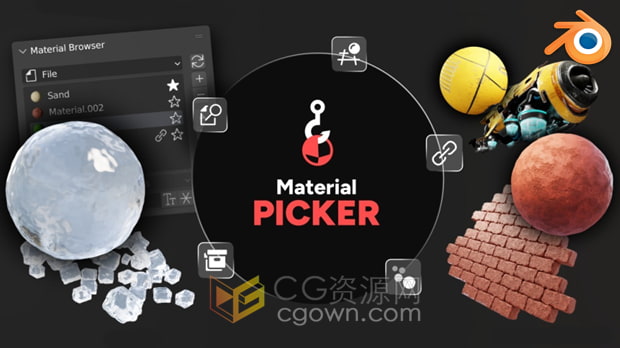 Blender插件Material Picker V1.0.0材质管理器工具