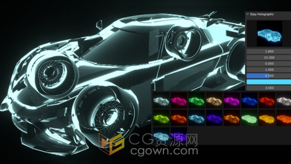 Easy Holographic Blender插件3D模型全息投影材质效果