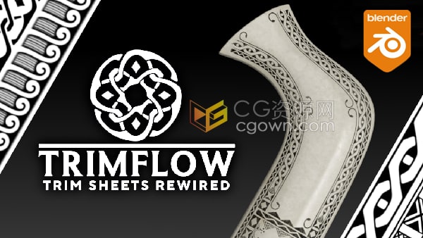 Blender 4.1插件Trimflow v1.1.2图案贴图纹理修剪工具
