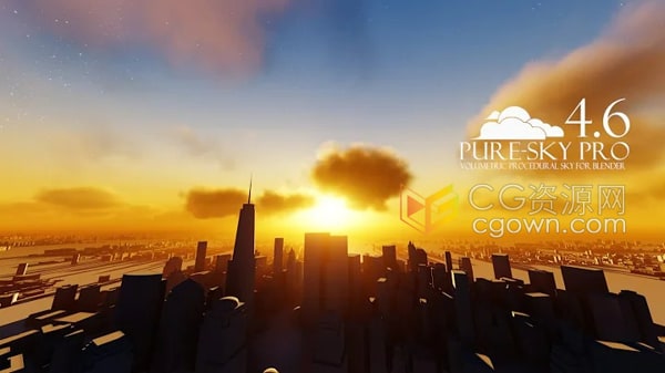 Blender插件Pure-Sky Pro v6.0.21体积天空丁达尔光效预设