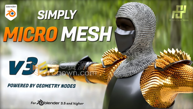 Blender插件Simply Micro Mesh v3.4.3快速生成网格120多个预设