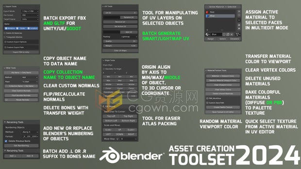 Blender插件Asset Creation Toolset 2024.2多种用于游戏资产创建工具