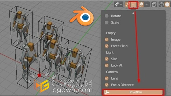 Blender插件Pivot Pro v2.2中点枢轴点工具